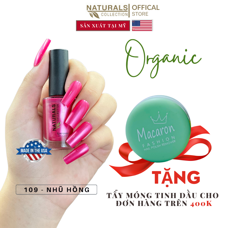 Sơn móng tay hữu cơ màu Hồng Nhũ Đậm Có Nhũ USA NATURALS COLLECTION sử dụng được cho mẹ bầu và trẻ em - 7.5ml - 109