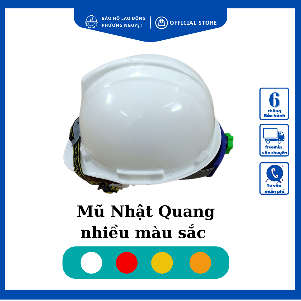 Mũ bảo hộ lao động công trường Nhật Quang, nón bảo hộ tránh va đập có lót xốp chịu nhiệt, có núm vặn vừa đầu