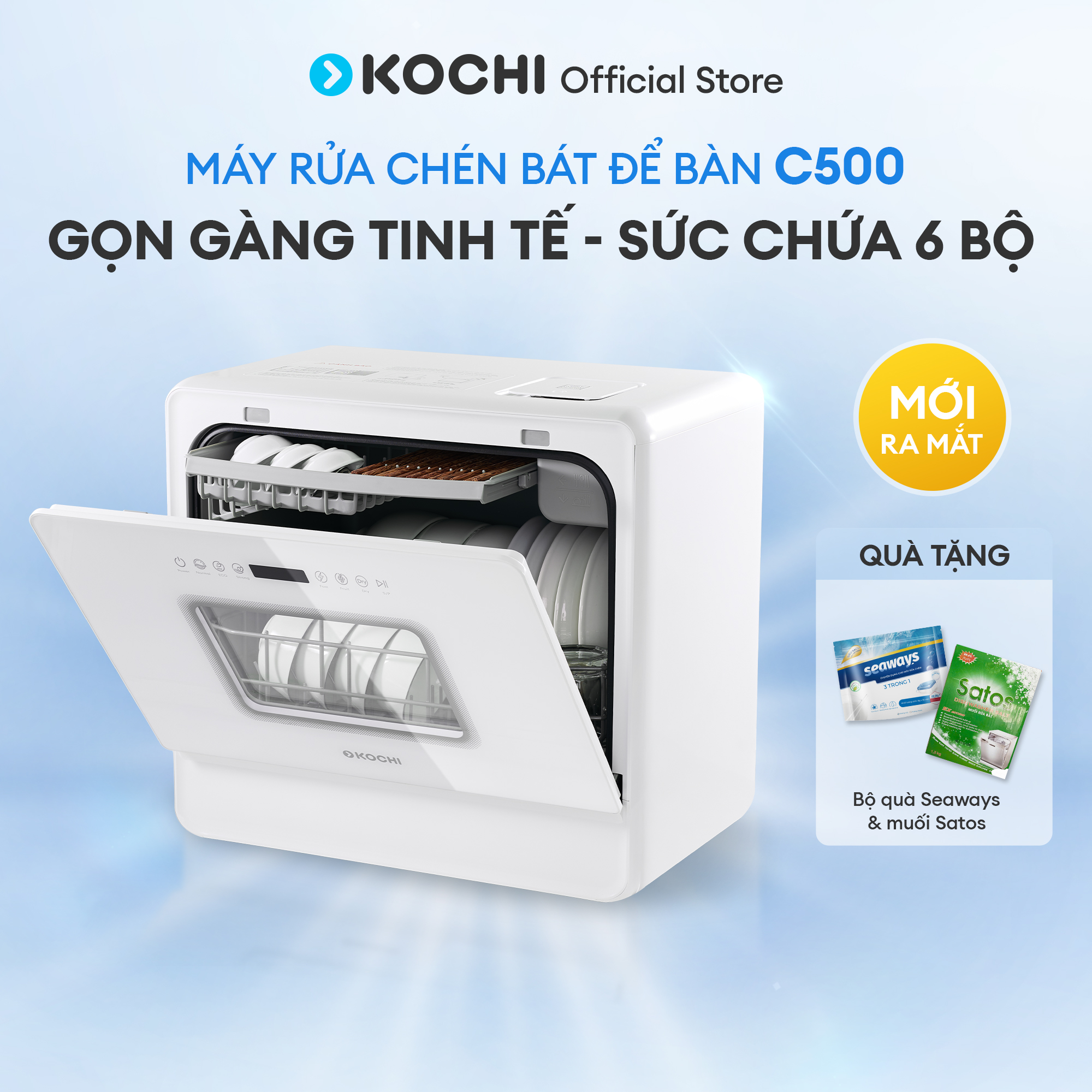 [MỚI RA MẮT ] Máy rửa chén bát để bàn KOCHI C500 - Sức chứa 6 bộ - Không cần lắp đặt - 5+1 chương tr