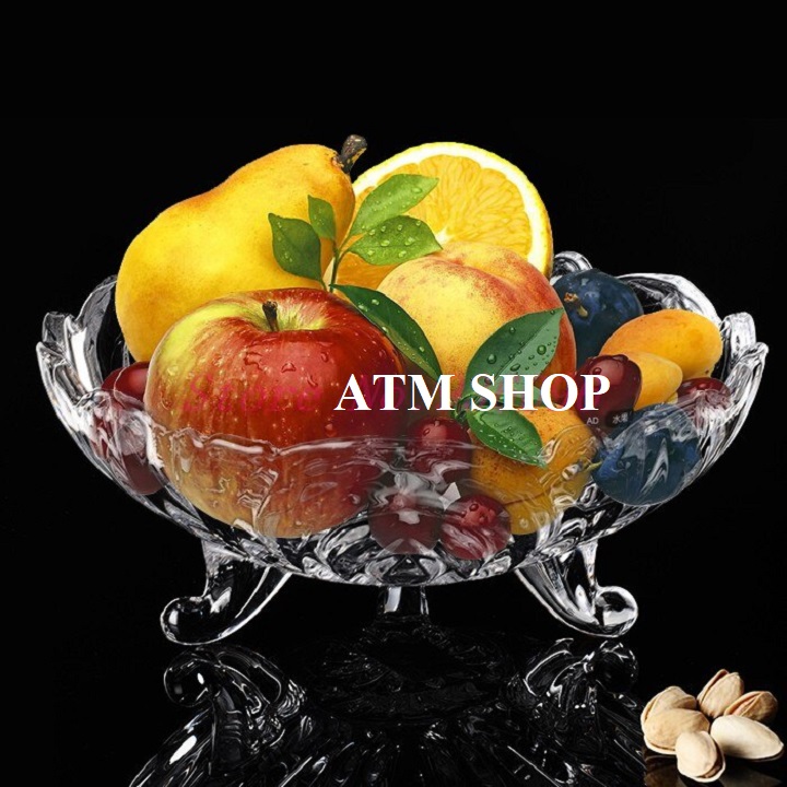 Đĩa trái cây thủy tinh 3 chân-đĩa trái cây 3 chân