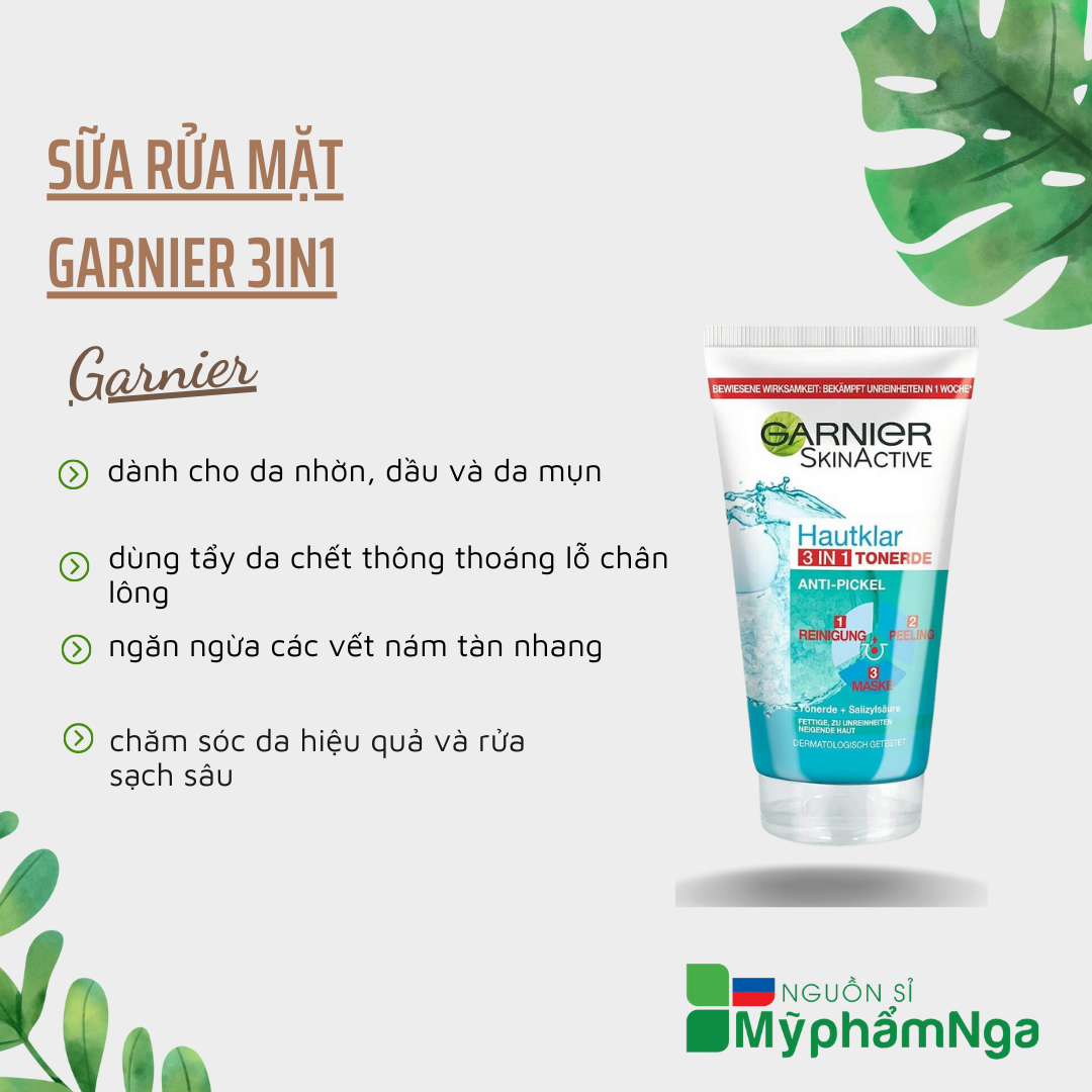 Sữa rửa mặt Garnier 3in1