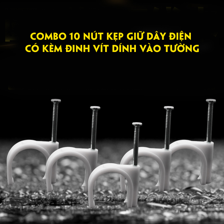 Combo 100 nút kep giữ dây điện có kèm đinh vít