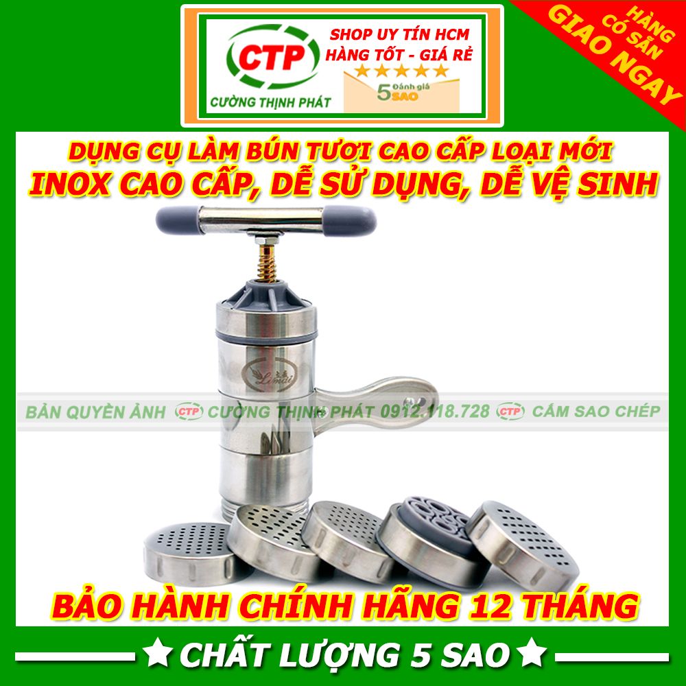Dụng cụ làm bún, khuôn làm bún mì tươi cầm tay inox 5 mặt