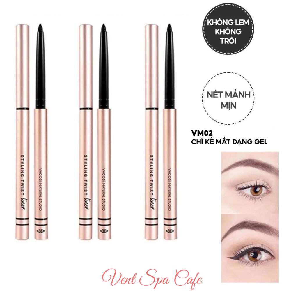 Bút gel kẻ mắt vacosi natural studio cây kẻ mắt màu đen vm02 - vent spa cafe
