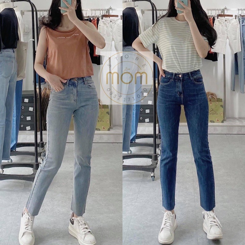 Quần Skinny Trơn Lai Cắt Ống Suông Xuất Xịn