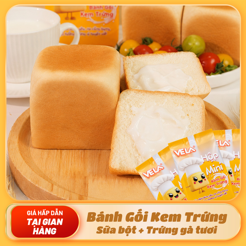Bánh Gối Mini VELA Kem Trứng | Vỏ Bánh Mềm, Không Khô | Nhân Kem Trứng Béo Ngậy | Ăn Liền Tiện Lợi