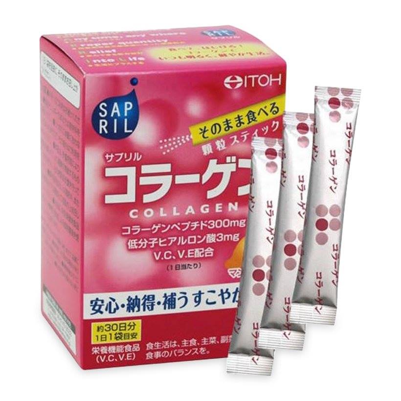 Thực phẩm chức năng Collagen dưỡng trắng da Itoh Sapril Collagen 30 gói Số 1 Nhật Bản - Hàng chính hãng