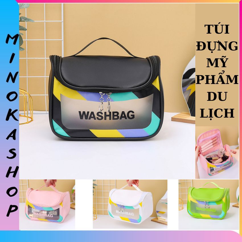 Túi đựng mỹ phẩm size lớn đựng đồ trang điểm du lịch có ngăn đa năng có móc treo minoka shop