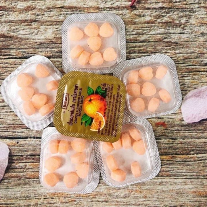 Kẹo cam vitamin c thái lan vỉ 24 hộp, kẹo c trái tim kẹo cam tuổi thơ