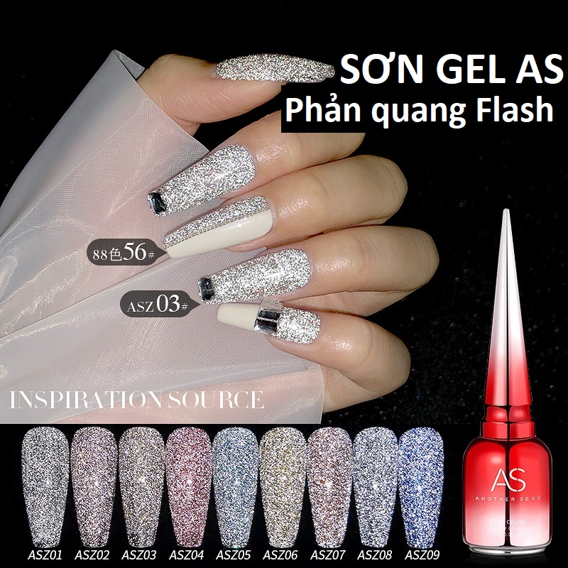 [HCM]Sơn gel AS red - màu phản quang Flash gel mã ASZ