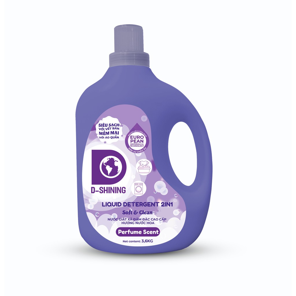 Nước giặt xả đậm đặc cao cấp D-Shining - Chai 3.6 Lít