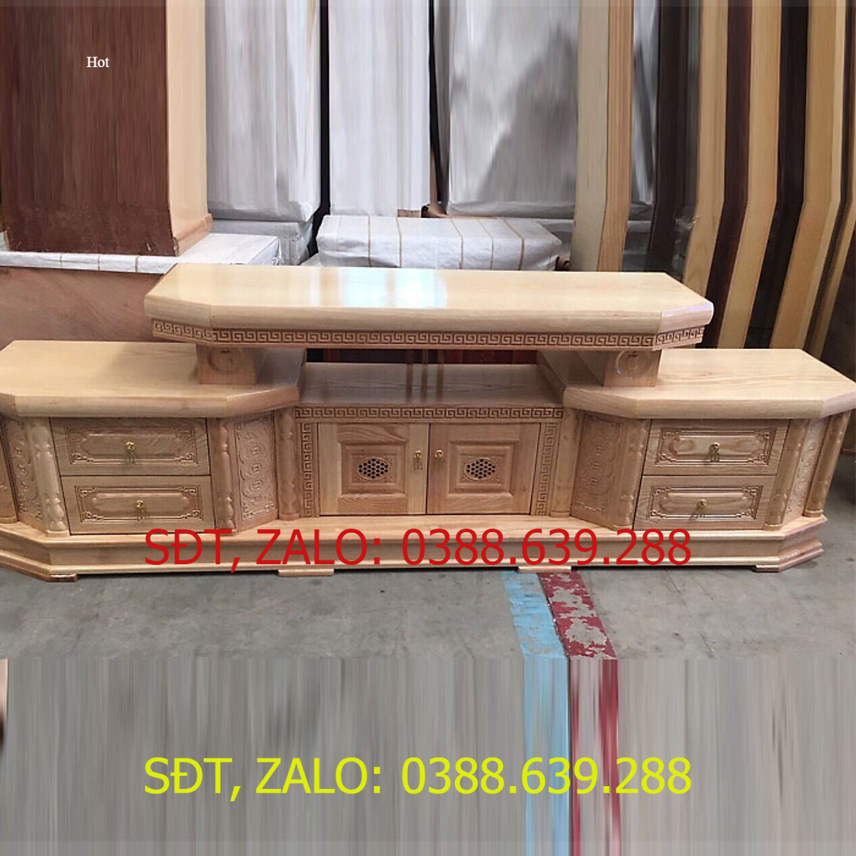 Kệ tivi tân cổ điển gỗ sồi nga 2m hàng chuẩn cao cấp thích thợp cho mọi gia đình .