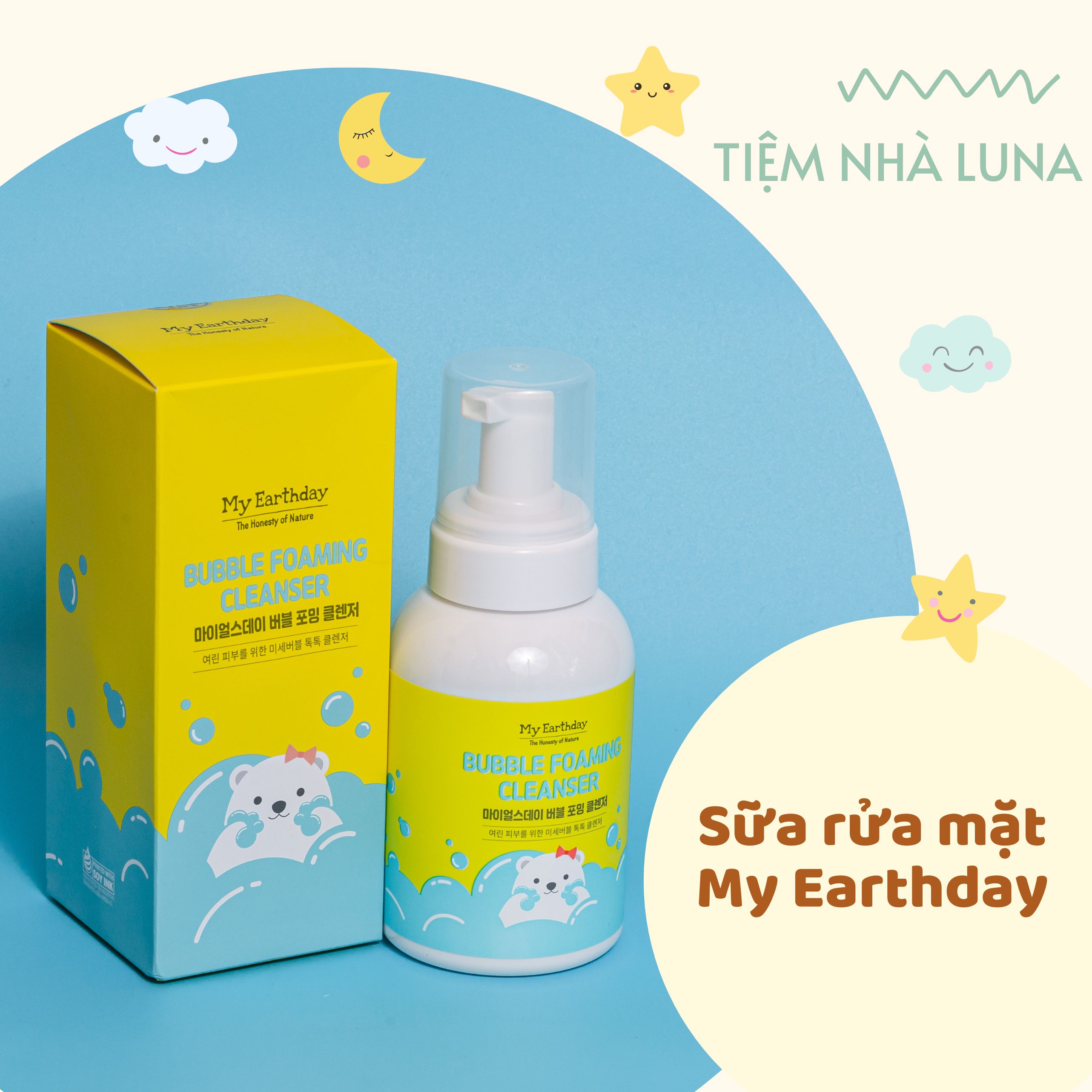 Sữa rửa mặt tạo bọt cho bé My Earthday chai 300ml