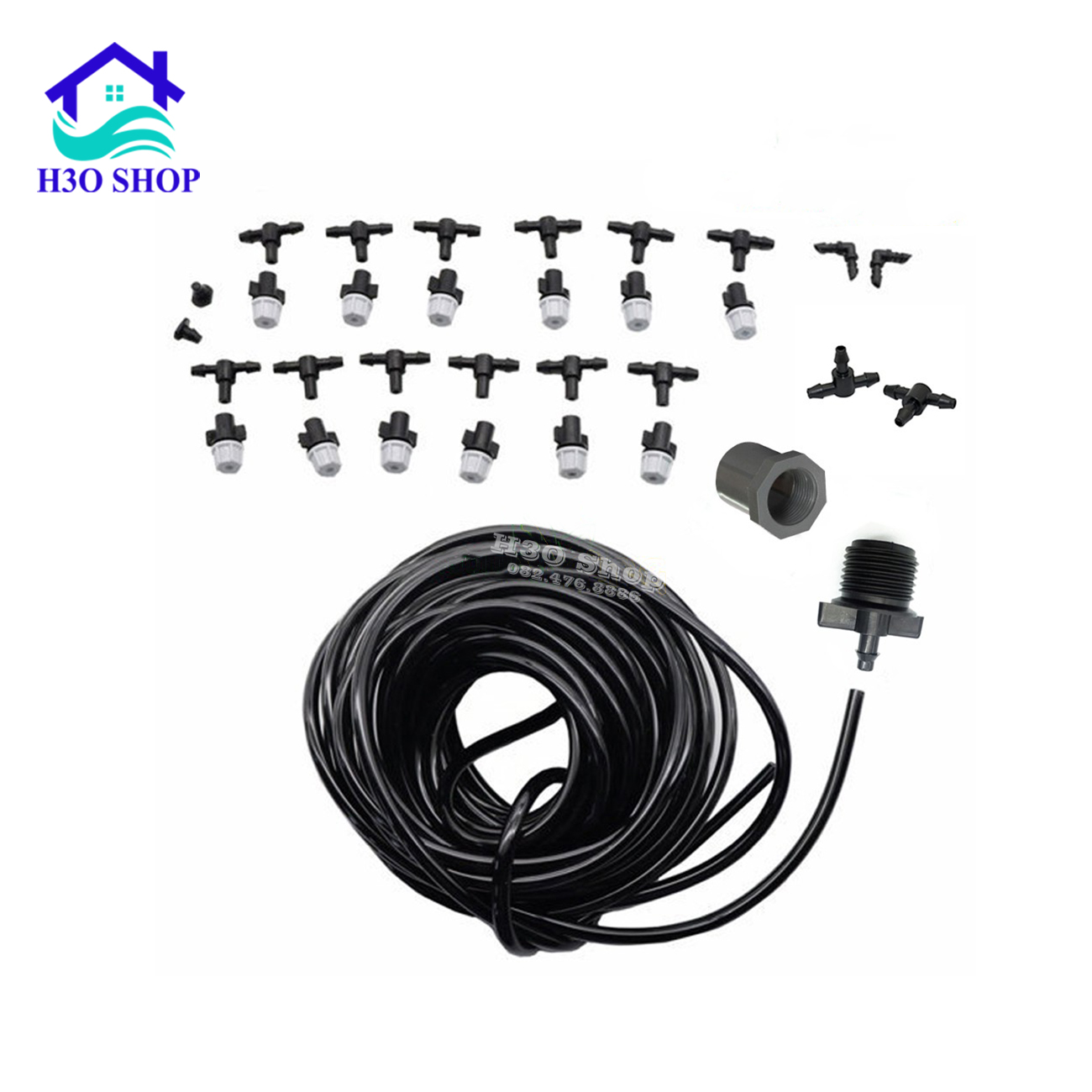 [HCM]Bộ béc tưới phun sương cho vườn nhỏ béc xám - 12 béc và dây 10m