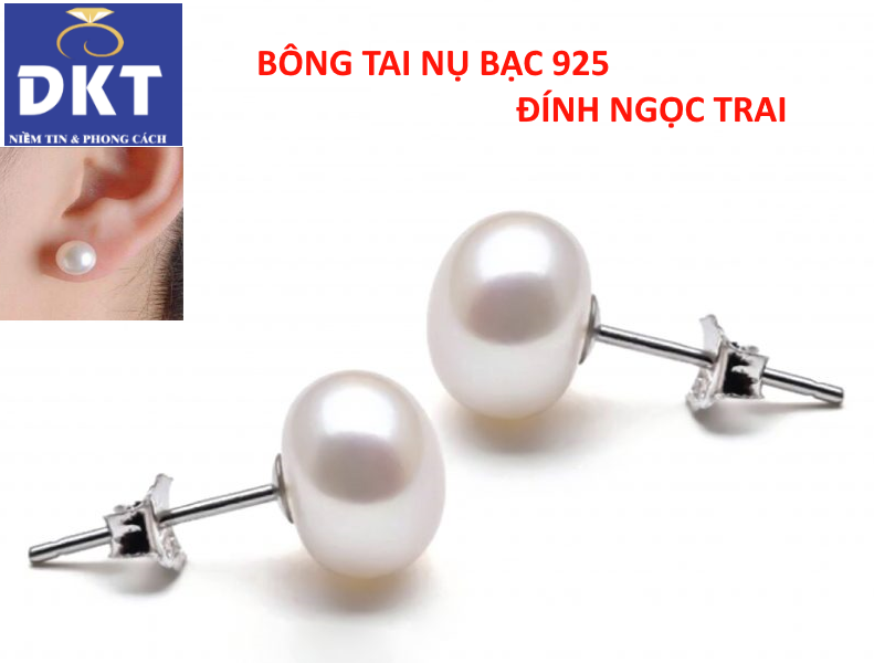 Bông Tai Nụ Ngọc Trai Nuôi  Chui Bạc 925 Dễ ThươngHàng đẹp như hình