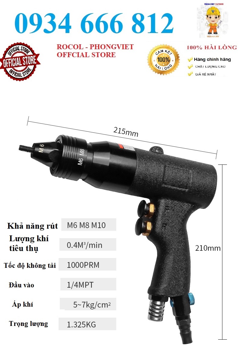 Máy bắn ốc tán rút kèm đầu 56, 456, 568 hoặc 6810
