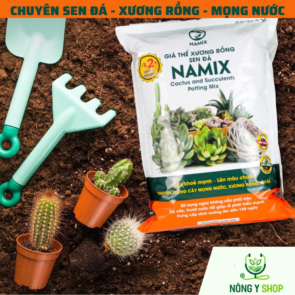 Đất trồng sen đá Namix túi 10dm3-5dm3-2dm3, giá thể trồng nha đam xương rồng, cây mọng nước