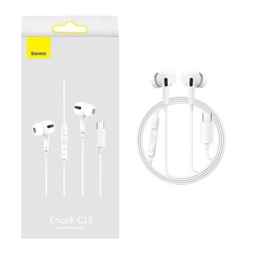 Tai nghe dây nhét tai chân type c có đệm cao su baseus encok c18/ choetech oc-a011