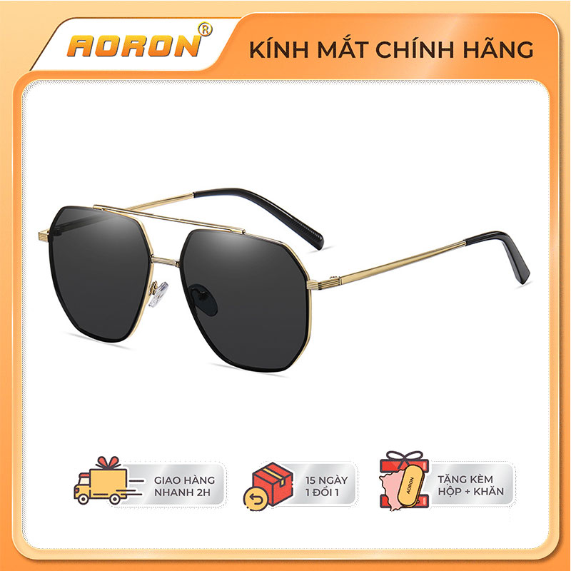 Kính râm nam aoron kính mát nam chống tia uv mắt kính thời trang phân cực kiểu dáng phi công cực ngầu - ak062 - aoron