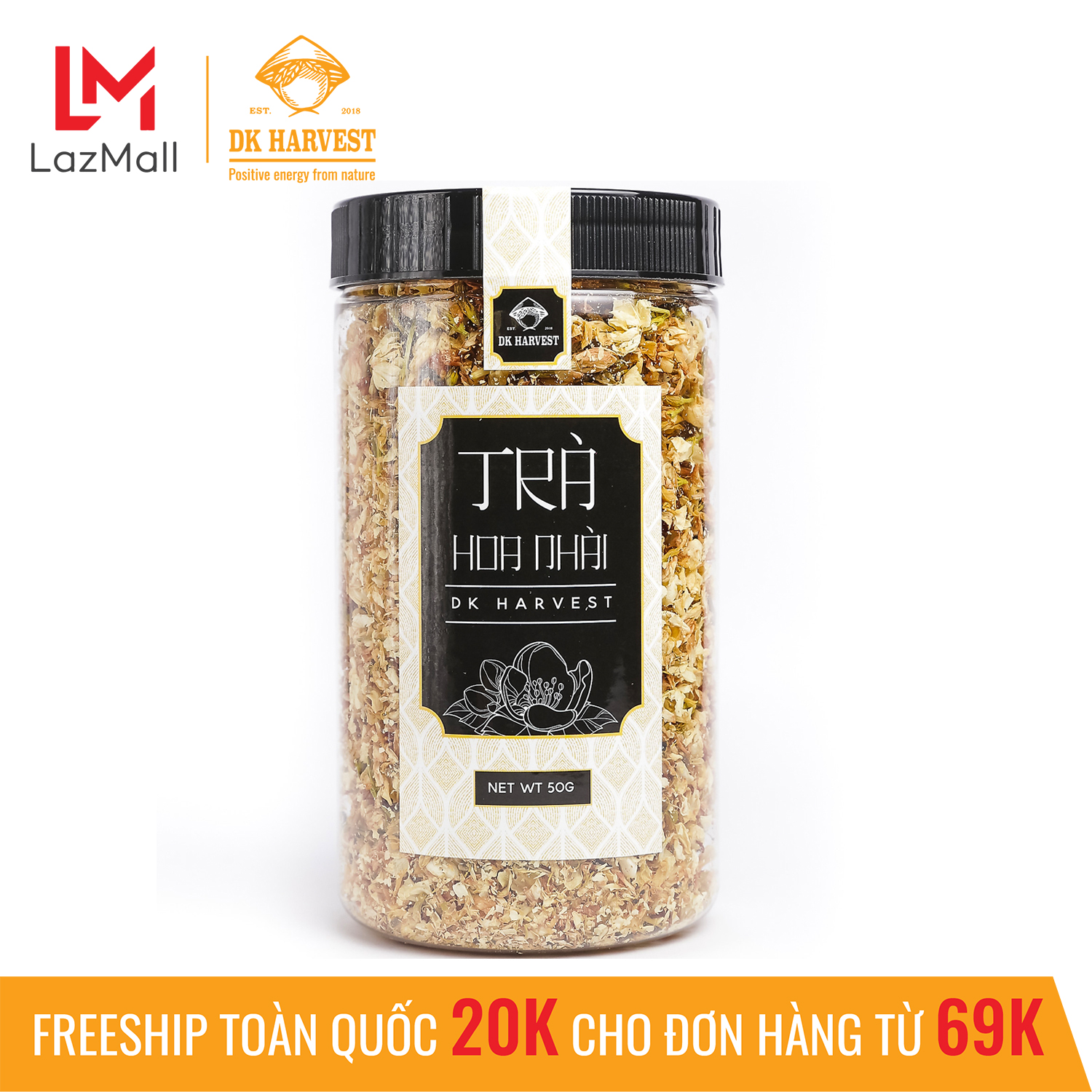 Trà Hoa Nhài Khô Nguyên Bông DK Harvest - 50g - giúp bạn ăn ngon ngủ kĩ hơn, tinh thần sảng khoái, tập trung trí tuệ