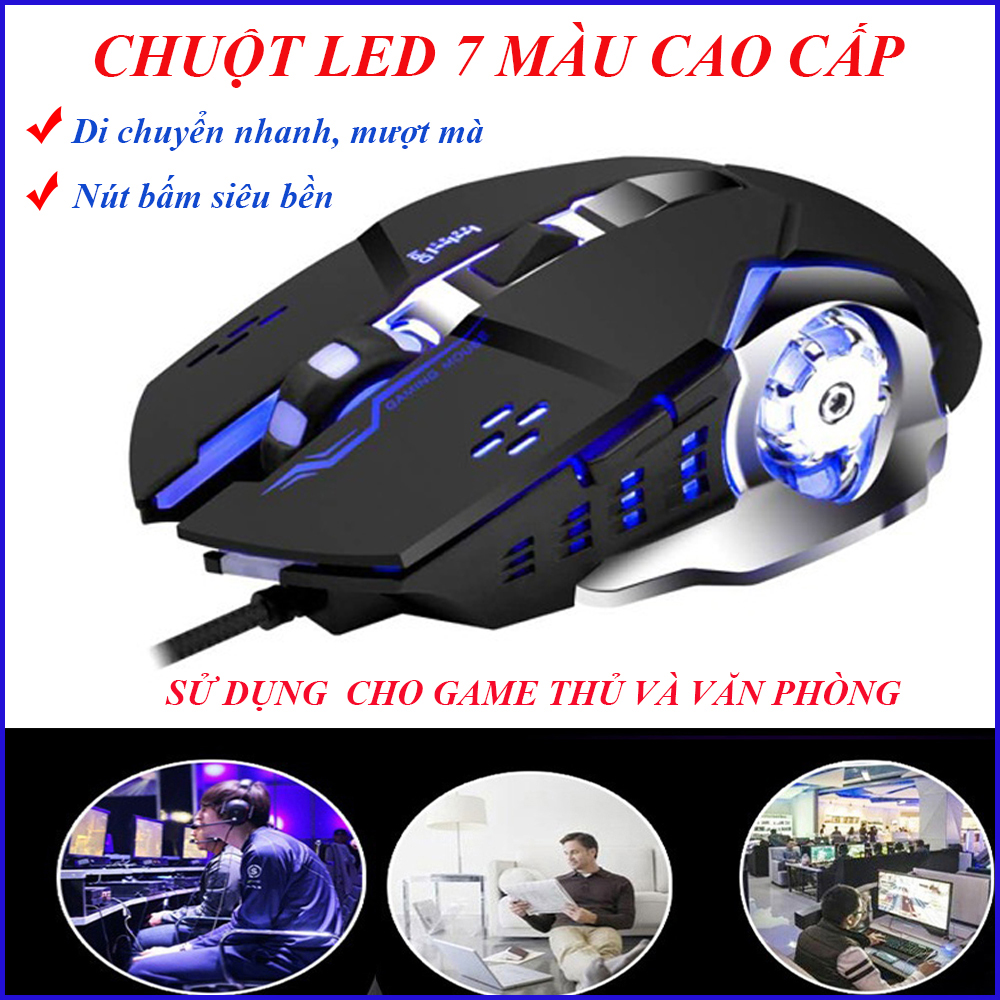 Con Chuột Máy Tính, Chuột Vi Tính, Chuot Laptop. Thiết kế đèn LED 7 màu, thích hợp cho sử dụng vào buổi đêm, nhỏ gọn, nhanh, nhạy, bền. CHUYÊN DỤNG DÀNH CHO CÁC GAME THỦ, GIẢM GIÁ SỐC !