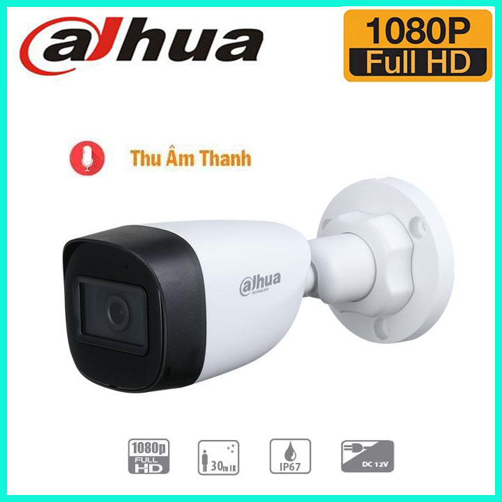 Mắt camera dahua dh-hac-hfw1200cmp-a-s5 camera có mic thu âm thanh , độ phân giải 2.0mp- hàng chính hãng