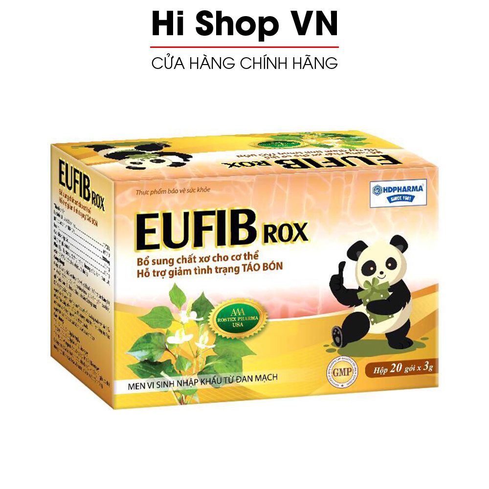 Men vi sinh giảm táo bón cho bé, giảm tiêu chảy, bổ sung chất xơ EUFIB Rox - Hộp 20 gói