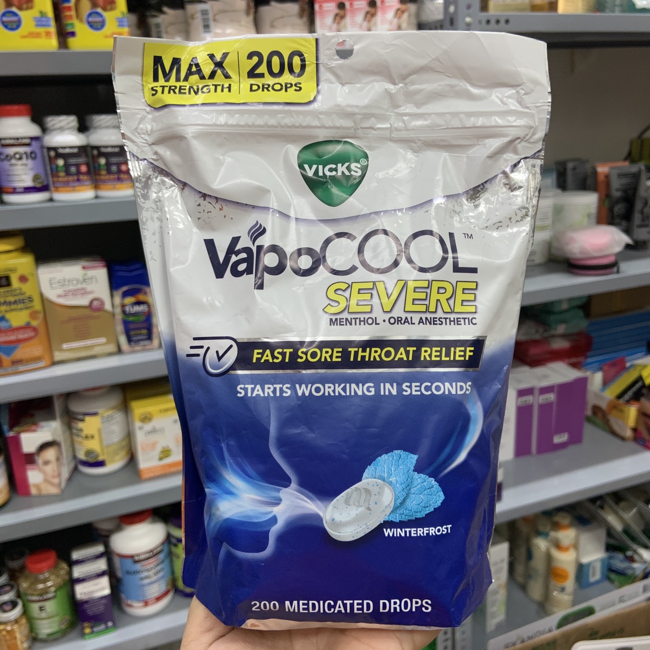 Kẹo ngậm giảm ho thông mũi date 2027 Vicks VapoCool Max Strength  - EDS Mart