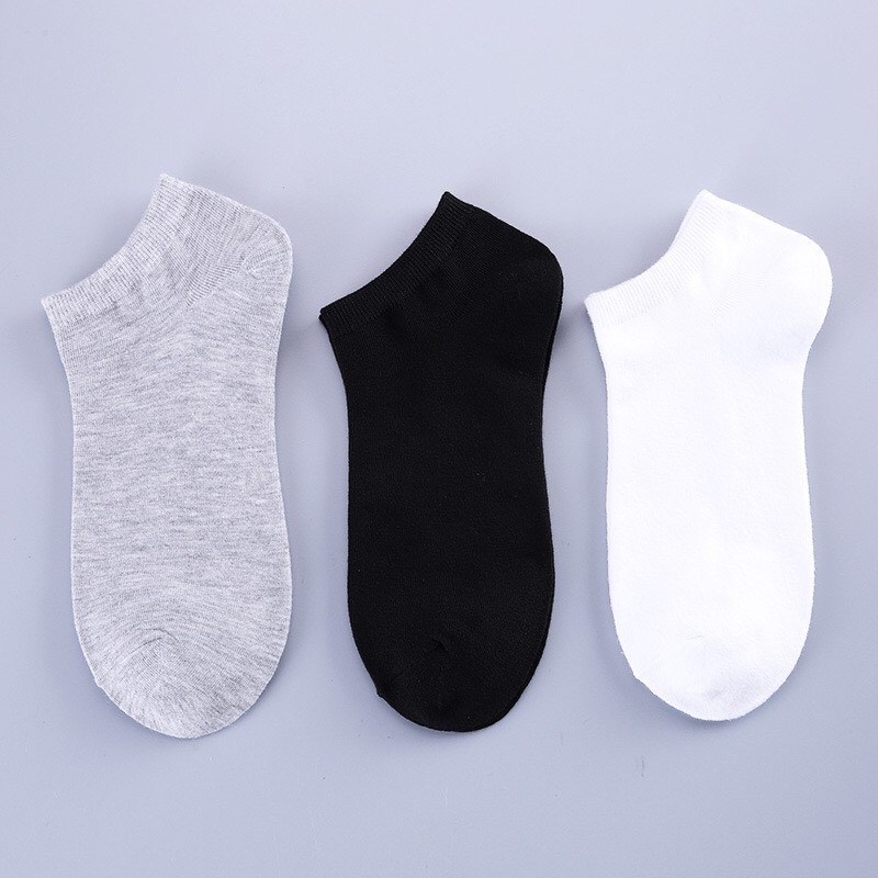 Vớ Tất Nam Hàng Xuất Dư Nhật Cotton 100% Ba Màu Cơ Bản, Tất Cổ Thấp Nam, Nữ Chống Hôi Chân