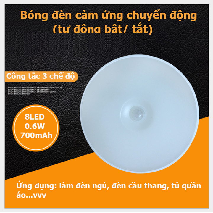 Đèn cảm ứng chuyển động, Đèn Led dán tường cảm biến thông minh không dây dán tủ quần áo, cầu thang, phòng ngủ…
