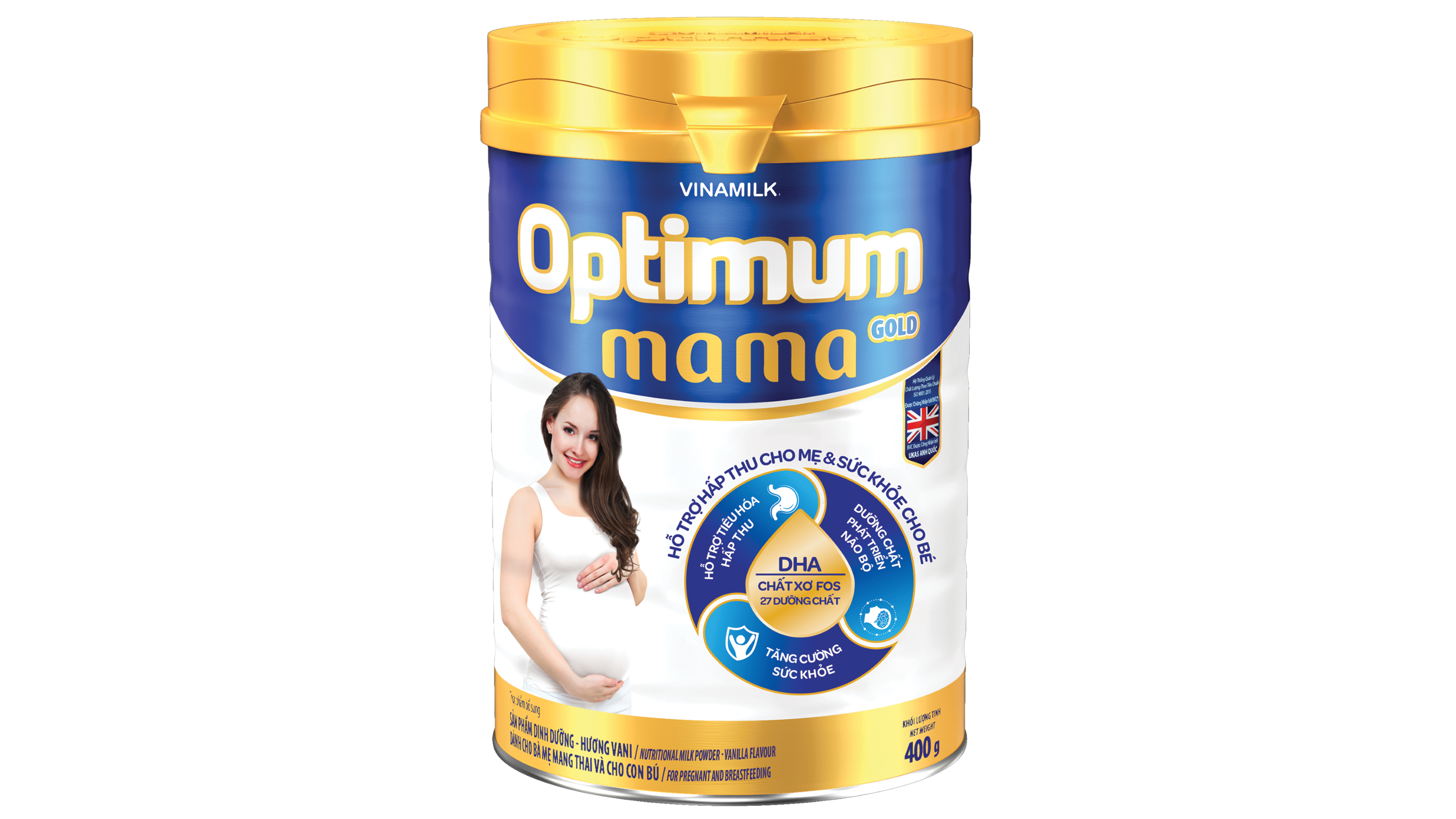 2 Hộp Sữa bột Optimum Mama Gold - Hộp thiếc 400g - Sữa tốt dành cho bà bầu - Mẹ hấp thu khỏe bé thôn