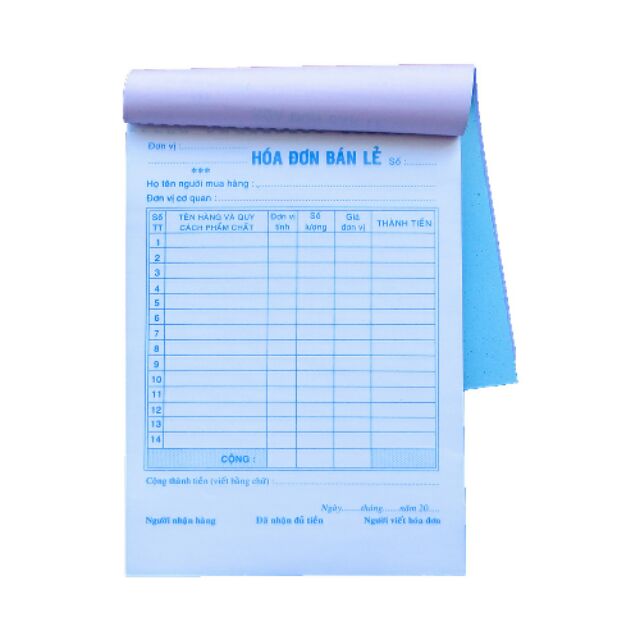 [HCM]1 quyển hóa đơn bán lẻ 2 liên 50 bộ 100 tờ đóng theo dạng cuốn sổ dễ dàng tách ra