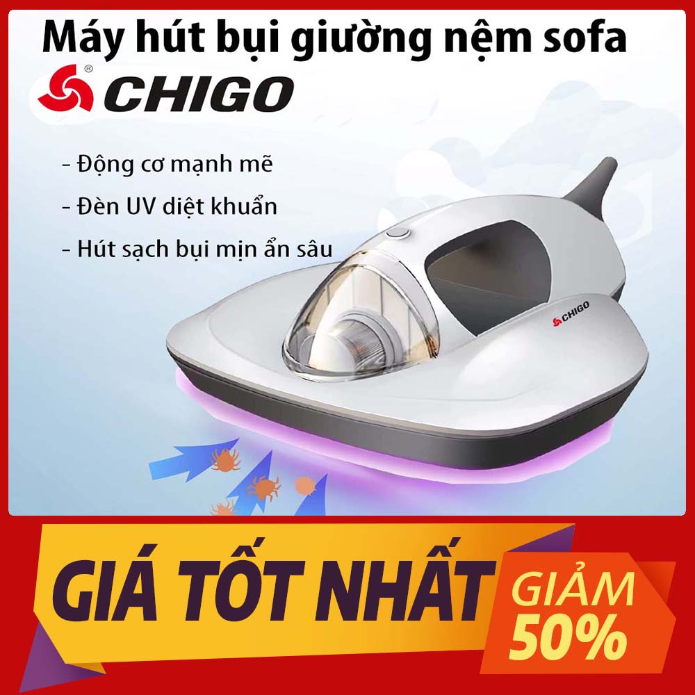 Máy hút bụi gường nệm cầm tay CHIGO lực hút 16.000Pa siêu mạnh làm sạch 100% bụi bẩn - Có Đèn diệt khử khuẩn tia UV - ZG-KT02A - Công suất 400w đèn UV diệt sạch vi khuẩn ga sofa lông có dây 4m cao cấp cầm tay mini đa năng