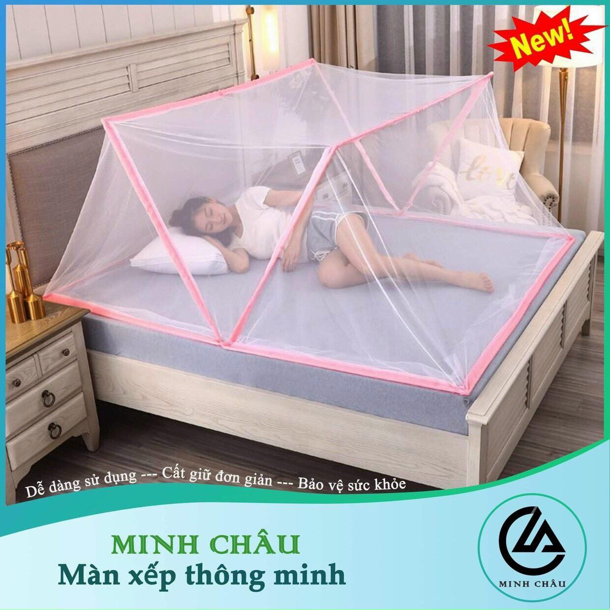 Màn chụp xếp thông minh người lớn , mùng ngủ tự bung tự gấp Màn ngủ chống muỗi , Dễ dàng tiện lợi, bền đẹp