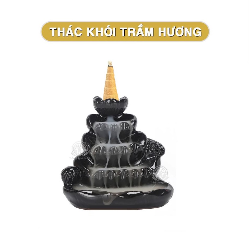 Thác khói trầm hương thác khói 4 tầng hình thác nước đốt trầm hương phong thủy để bàn đẹp đốt nụ trầm bằng sứ tạo không gian thanh tịnh
