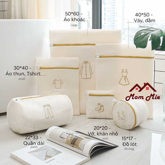 [Hàng cao cấp] Một Túi lưới giặt dạng lưới dày, có mút đêm, thêu hình độc đáo - M132, M122
