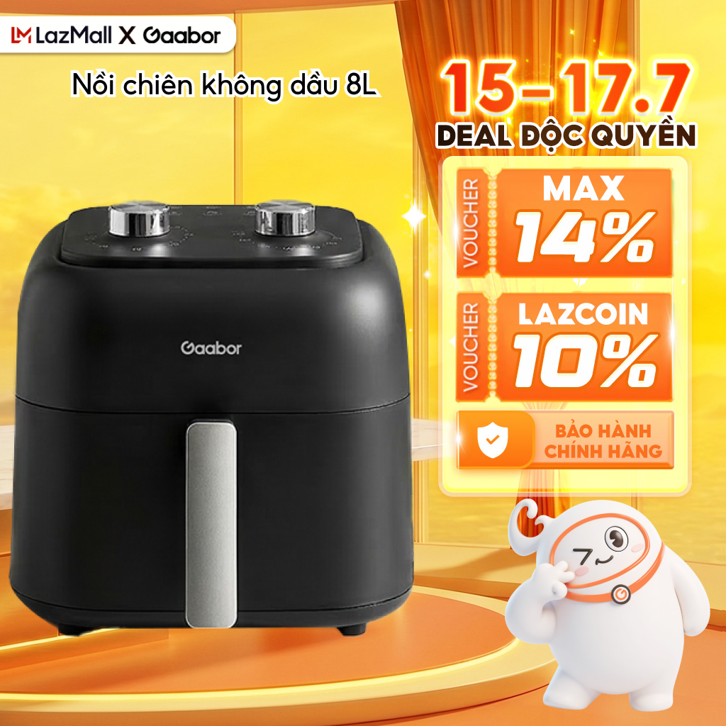 Nồi chiên không dầu 8L Gaabor AF-80M02A dung tích 8L lớn công suất 1600W 2 núm điều chỉnh nhiệt độ và thời gian - Bảo hành 12 tháng 1 đổi 1