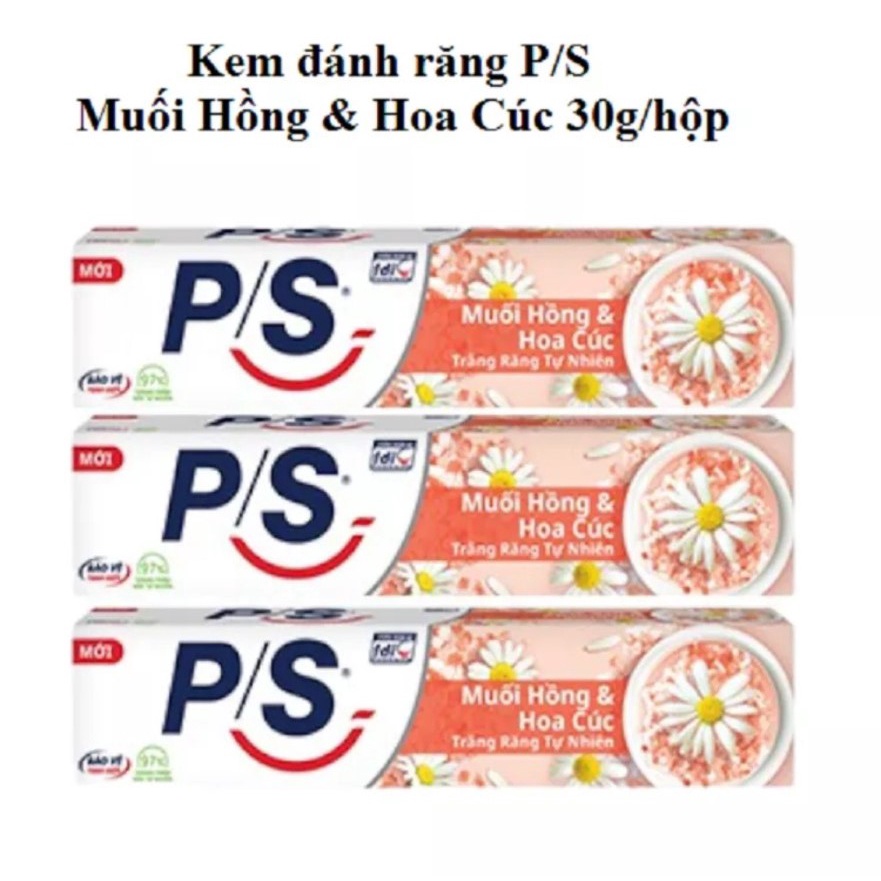 Kem đánh răng P/S tuýp 30g, kem đánh răng PS ngẫu nhiên tuýp 30g, than hoạt tính/trà xanh/muối hồng