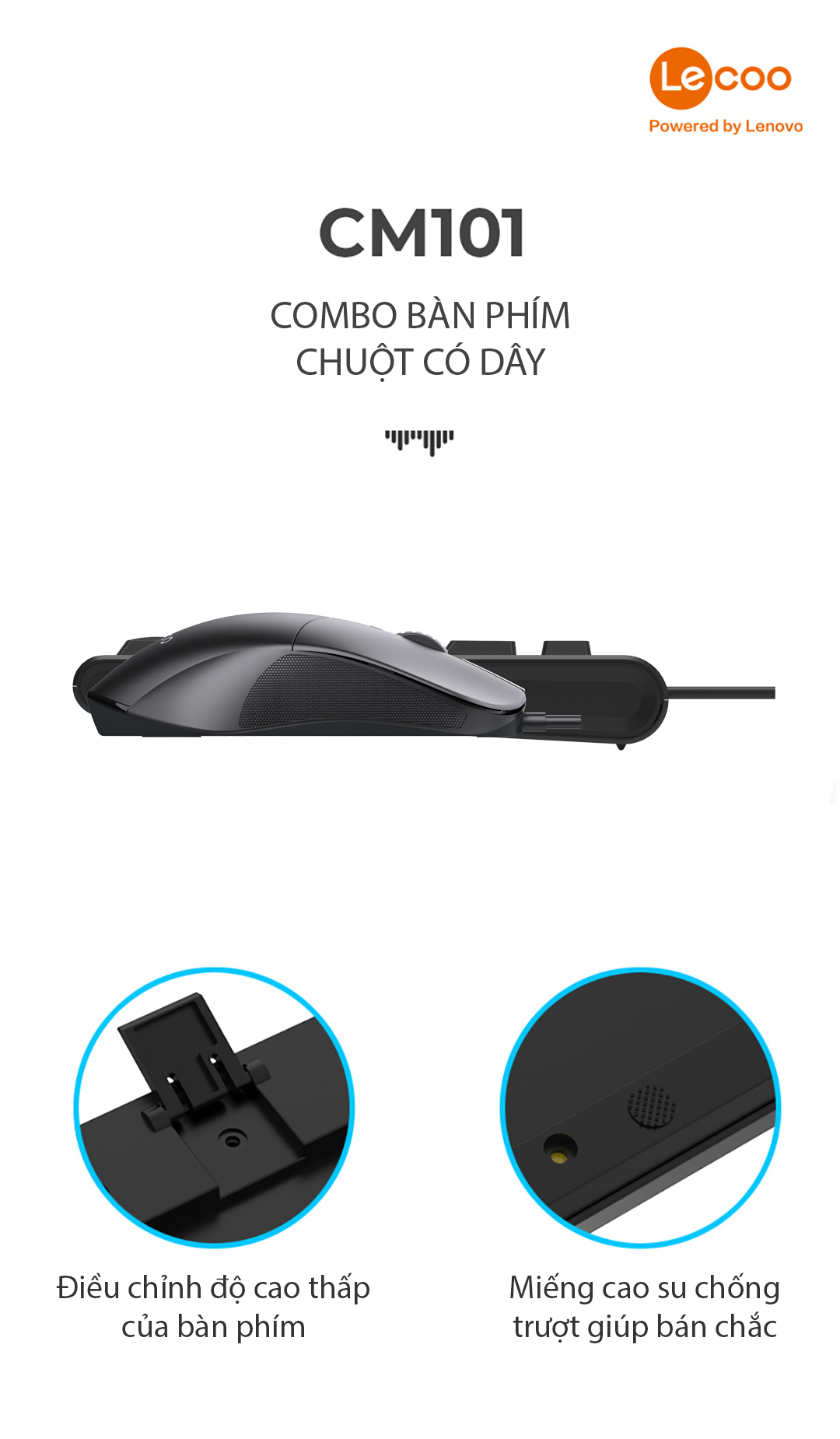 Bộ phím chuột có dây Lecoo CM101 màu đen
