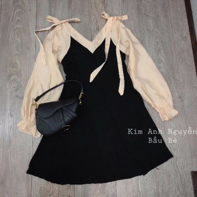 Đầm kiểu phối nơ vai xinh