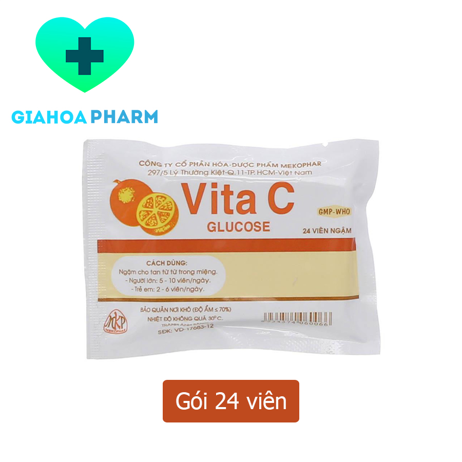Viên ngậm vitamin C - Vita C Glucose Mekophar Kẹo cam tuổi thơ kẹo thơ ấu
