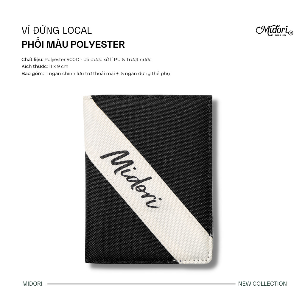 Ví Vải Đứng Nam Nữ Màu Phối Polyester Kháng Nước Bóp Gập Đựng Thẻ Midori Local Brand Chính Hãng M Studio