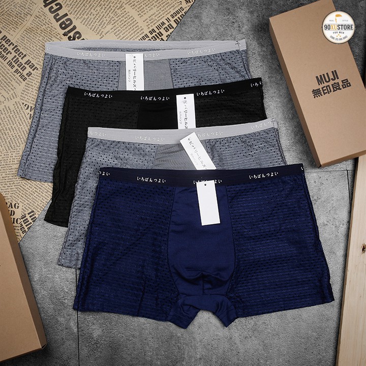 Hộp 4 quần sịp nam đùi MUJI thông hơi cao cấp