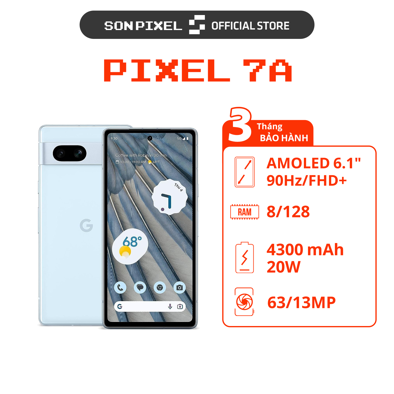 New International Google Pixel 7A phone. Sonpixel plug kit