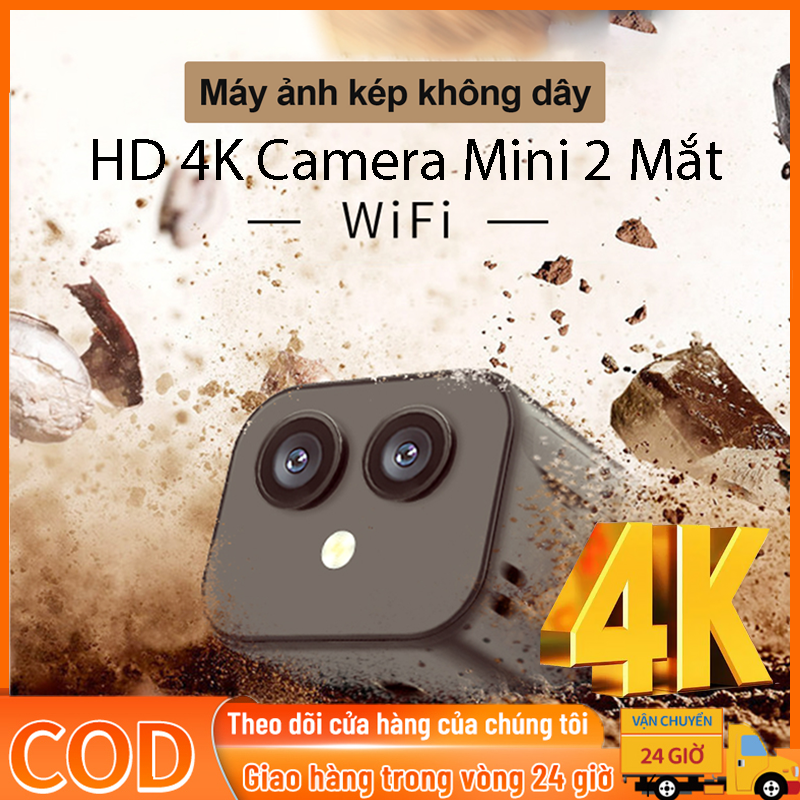 camera wifi không dâyHD 4K Camera Mini 2 Mắtcamera miniXoay 360 độ góc rộngSử dụng kép trong nhà và ngoài trờiTuổi thọ pin lâu dài