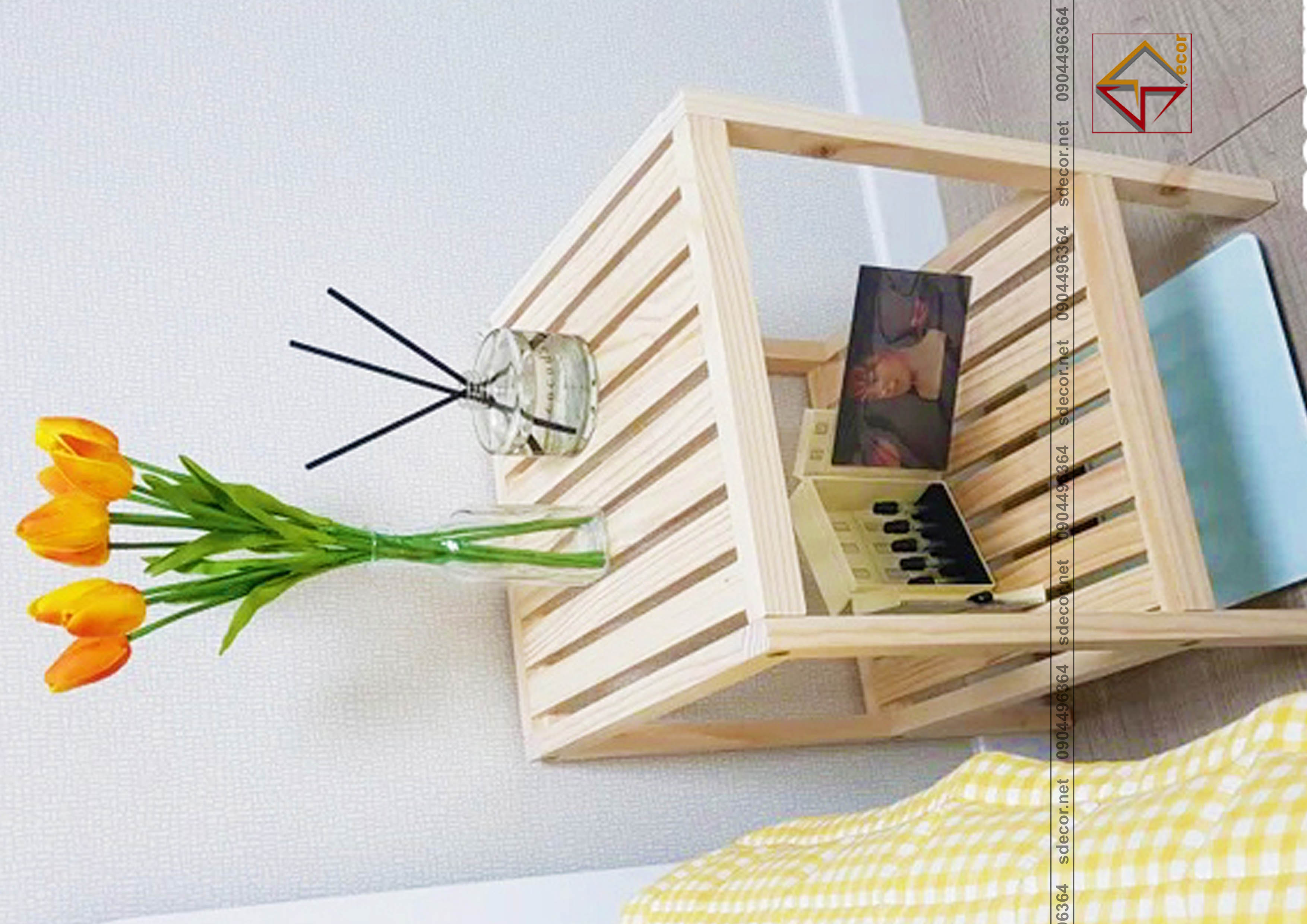 Kệ gỗ tab - kệ gỗ đầu giường - kệ đầu giường - kệ gỗ đầu giường 2 tầng - kệ gỗ thông loại 1