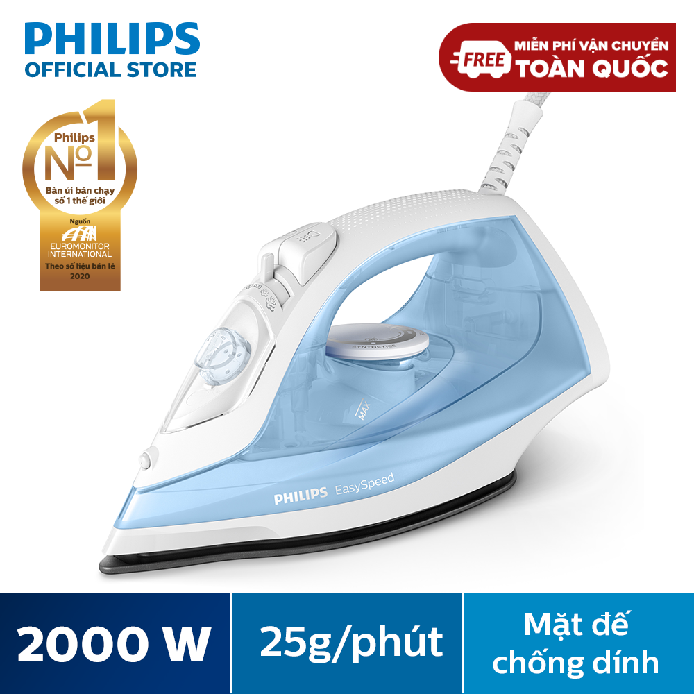 Bàn Ủi Hơi Nước Philips GC1740/20 1700 - 2000W (Xanh)-Hàng Phân Phối Chính Hãng