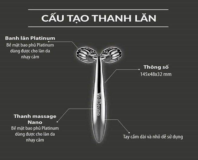 Thanh Lăn Mát Xa Nâng Cơ Mặt Wellderma Face Lifting Dark Silver Roller