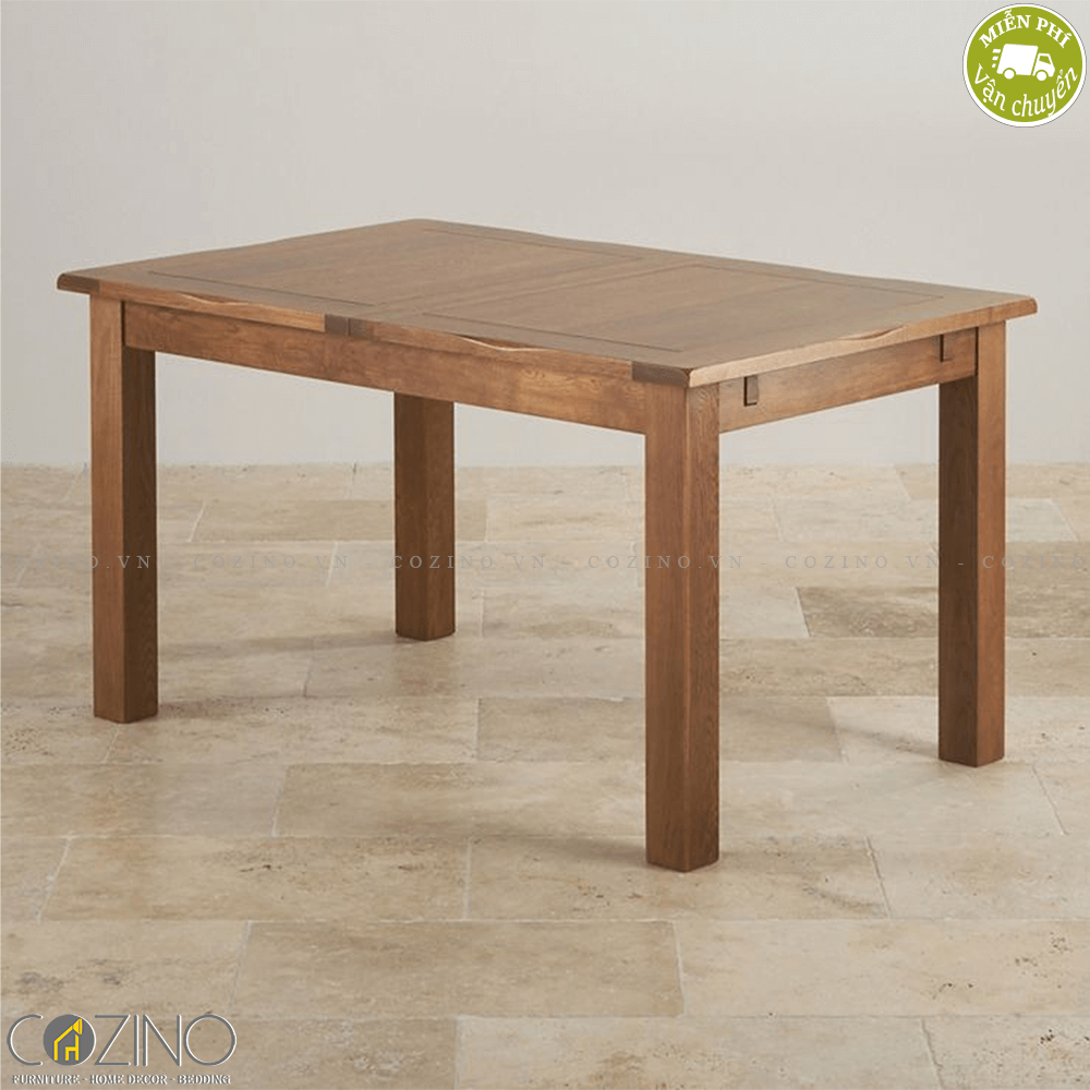 Bàn ăn 4 chỗ Rustic gỗ sồi 1m2