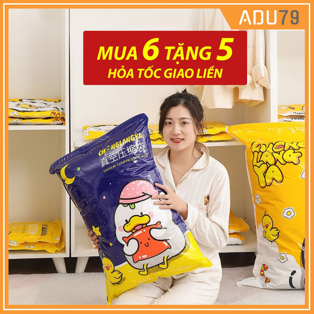 [6 TẶNG 5❤️] Túi Hút Chân Không Trong Suốt Dày Dặn - Máy Hút Chân Không Đựng Quần Áo, Chăn Màn Mền, Gọn Gàng, Chống Nấm Mốc - Hàng Loại 1 ADU79